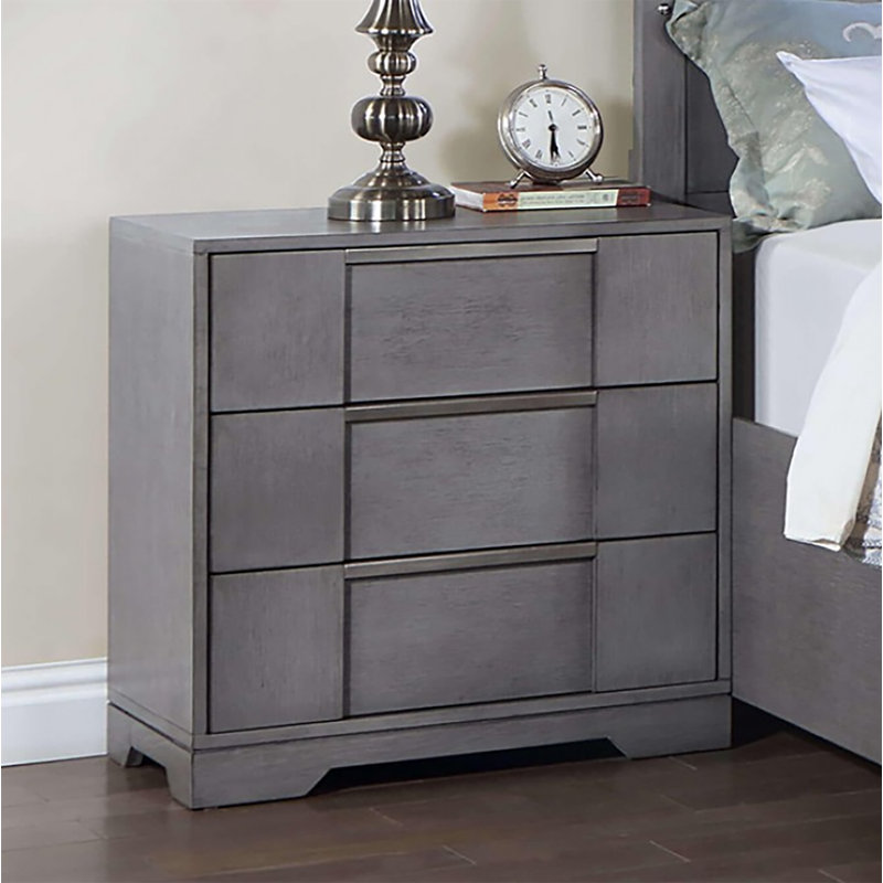 Table de chevet 3 tiroirs Spartt en gris