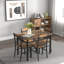 Ensemble de table de salle à manger pour 4 personnes, ensemble de table de salle à manger en bois avec chaises pour la cuisine et la salle à manger, ensemble de salle à manger compact pour petits espaces, brun rustique