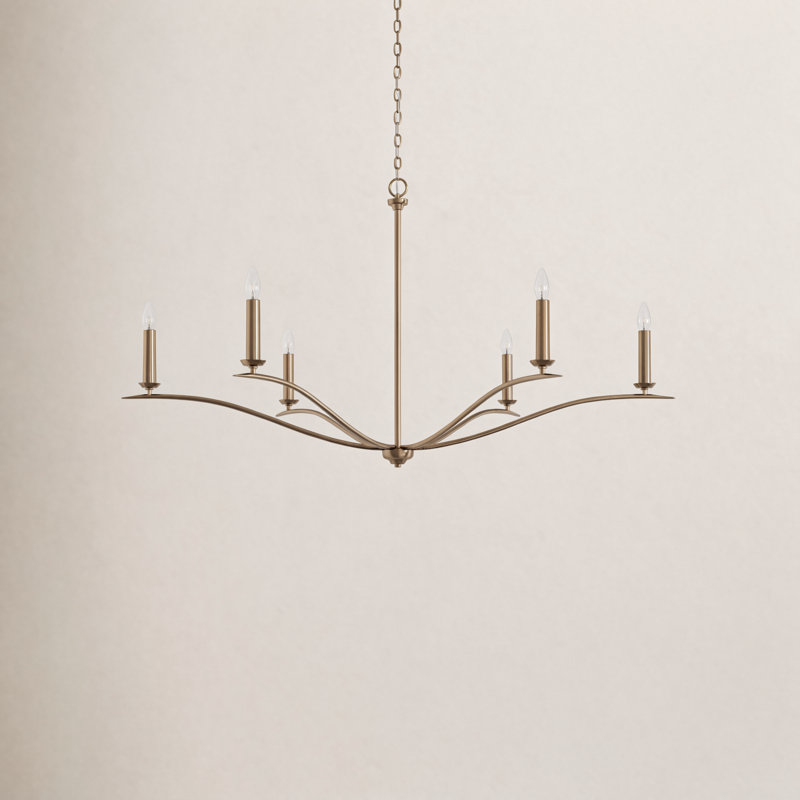 Ensley 6 - Light Dimmable Classic / Traditional Chandelier, Matte Brass