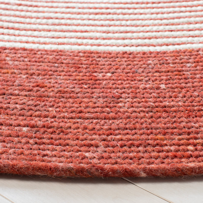 Tapis en laine / coton tissé à la main rouge / ivoire Mccollum, Oval 6 pi x 9 pi