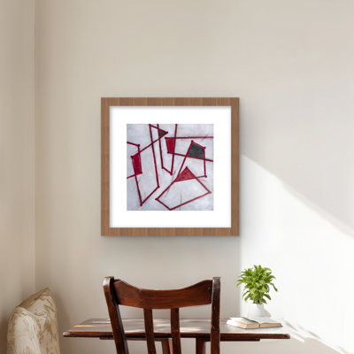 Red Outline Shapes - Reproduction encadrée mat pour la décoration intérieure