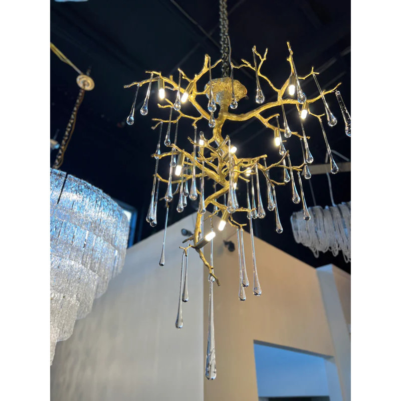 Lustre à niveaux 21 lumières Foyer, Laiton