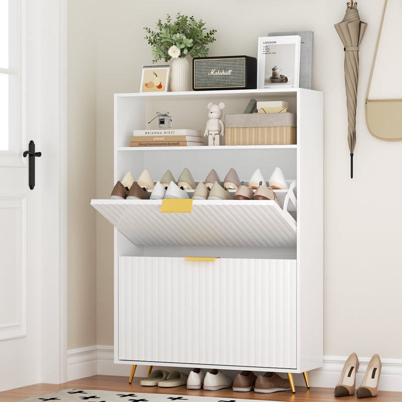 Shoe Storage Cabinet for Entryway with 2 Flip Drawer and Shelf