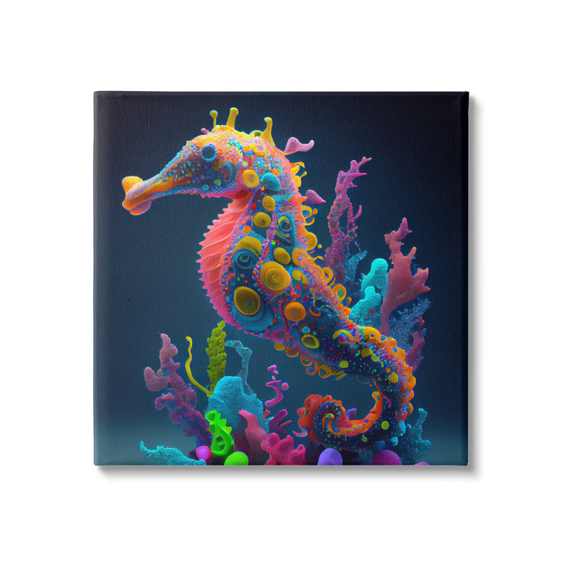 «Abstract Seahorse Vivid Hues» par Cybergeek Design - impression sur toile tendue, H 17 po x l 17 po x P 1,5 po