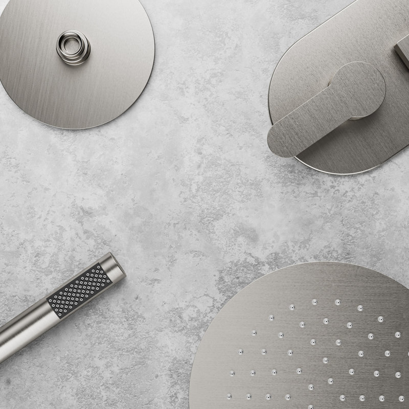 Pressure‑Balanced Shower System, 10" Rainfall Dual  Showerheads with Handheld Shower, Brushed Nickel