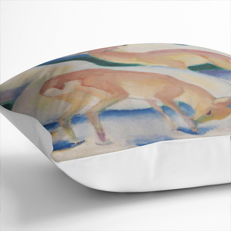 Deer In The Snow Square Throw Cushion, 40cm H x 40cm W x 15cm D, White