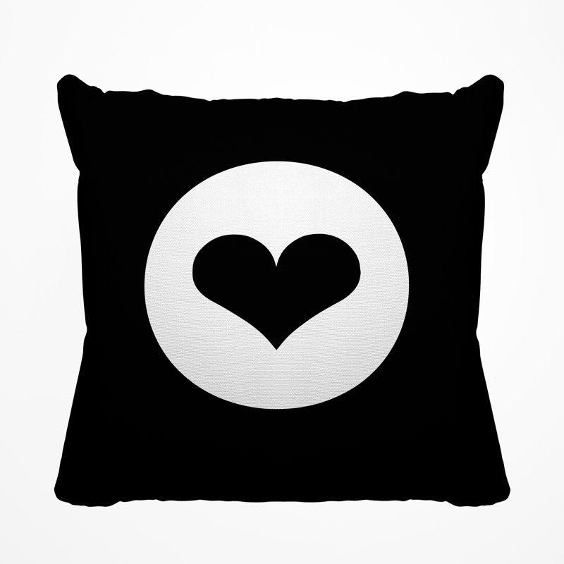 Housse et insert de coussin carré Sweet Love Heart, H 17 po x l 17 po, Noir