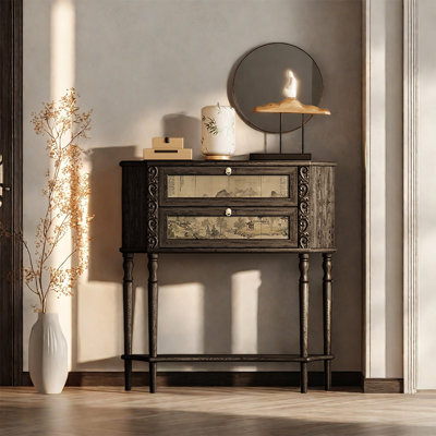 Walnut Storage Cabinet with Two Drawers