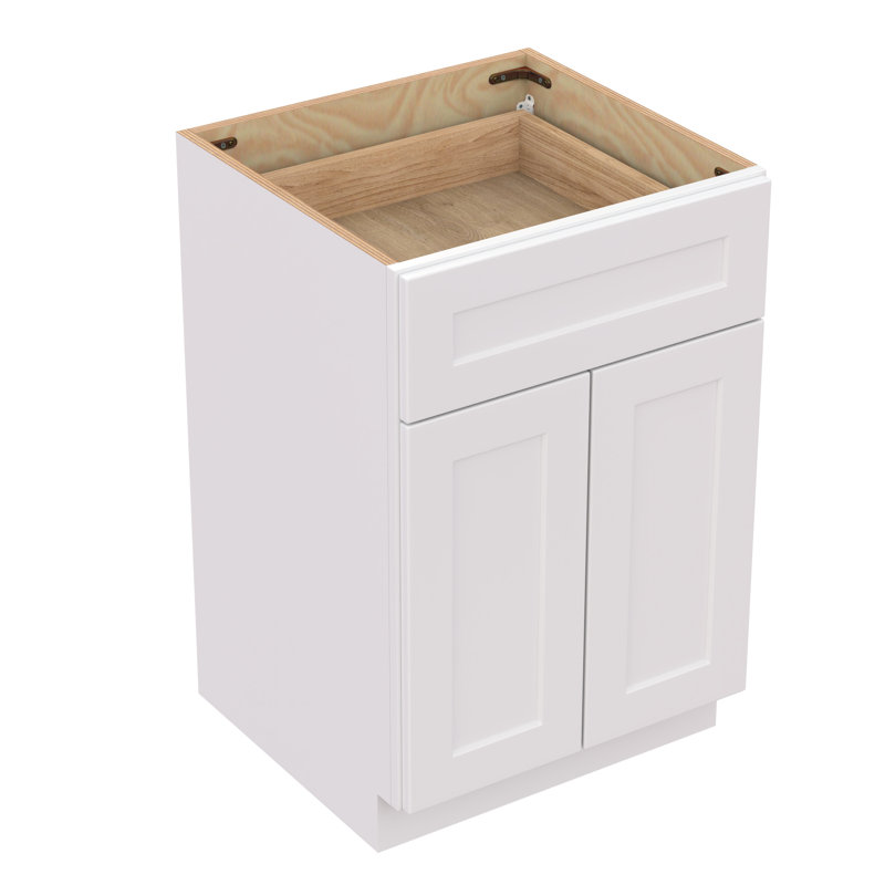 Armoire blanche à 2 portes en bois massif avec tablette réglable pour rangement dans la cuisine et le garage, fermeture en douceur, facile à installer, tiroirs de salle de bain 2 portes 30 W x 34,5 H x 24 po, étanches,