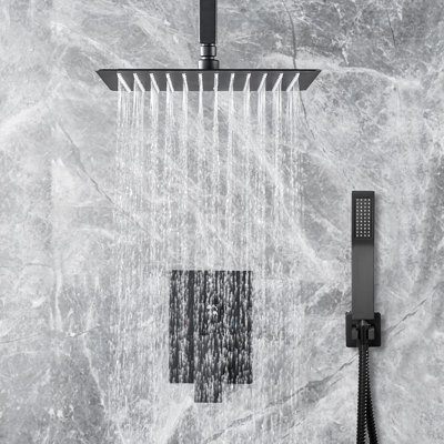 Ceiling-Mounted Complete 12" High-Pressure Shower System with Rough in-Valve