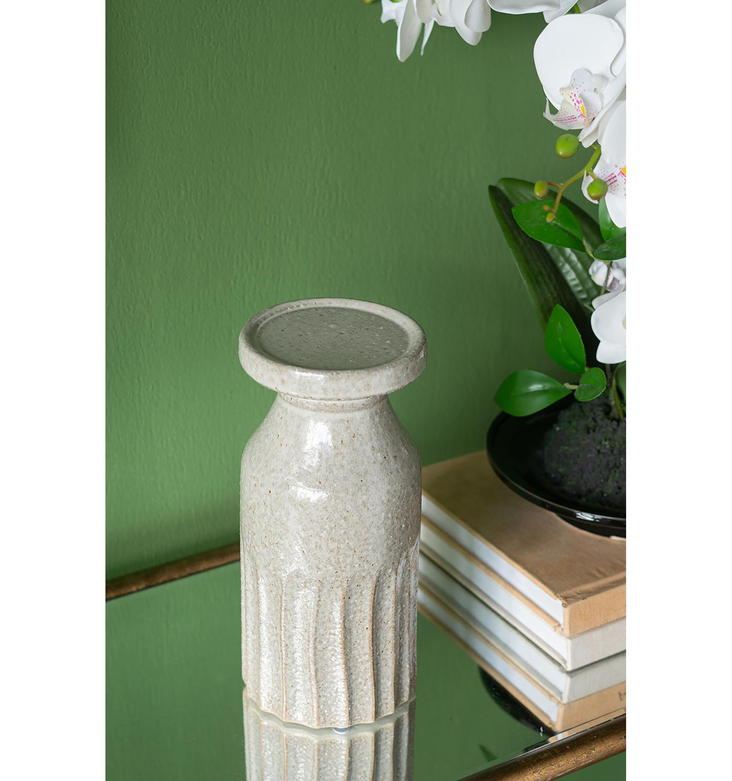 Decorative Ceramic Candle Holder with Textured Cylinder Design 4.5" x 4.5" x 7" Gold, 9.1" H x 4.1" W x 4.1" D