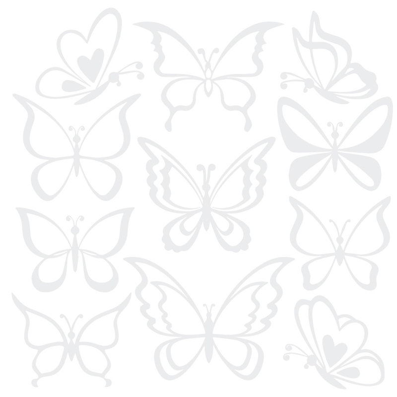 Adhésif décoratif papillon, Blanc, H 55 po x l 58 po x P 0,01 po