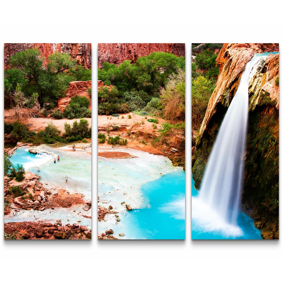 3-tlg. Leinwandbilder-Set Havasu Wasserfall - Grand Canyon