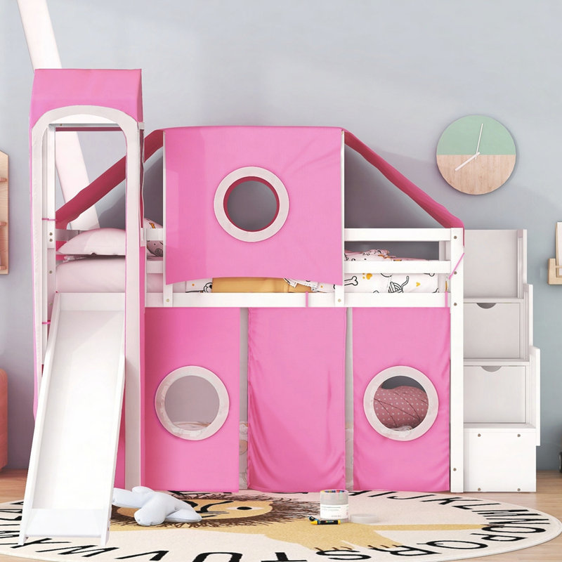 Lit mezzanine simple avec tente et tour