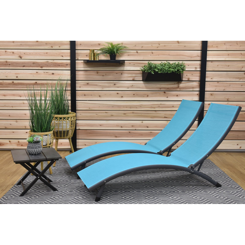 Ensemble de chaises longues avec table Bontang, Blue