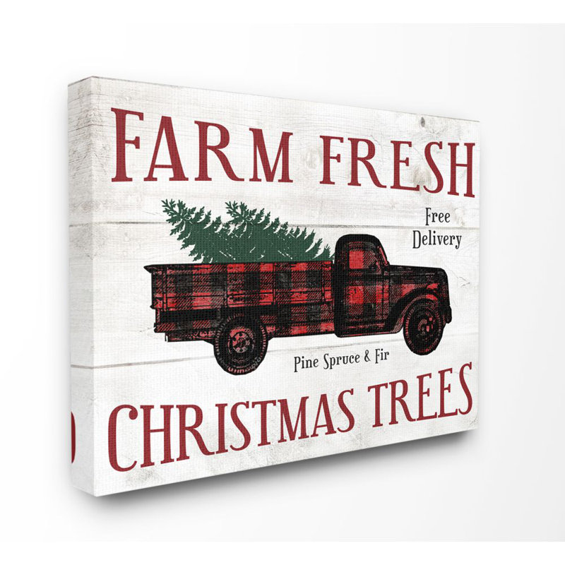 Farm Fresh Christmas Trees - reproduction d'art textuel, H 36 po x l 48 po, Toile tendue