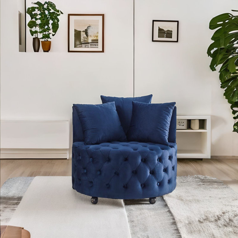 Blue Velvet Swivel Chair