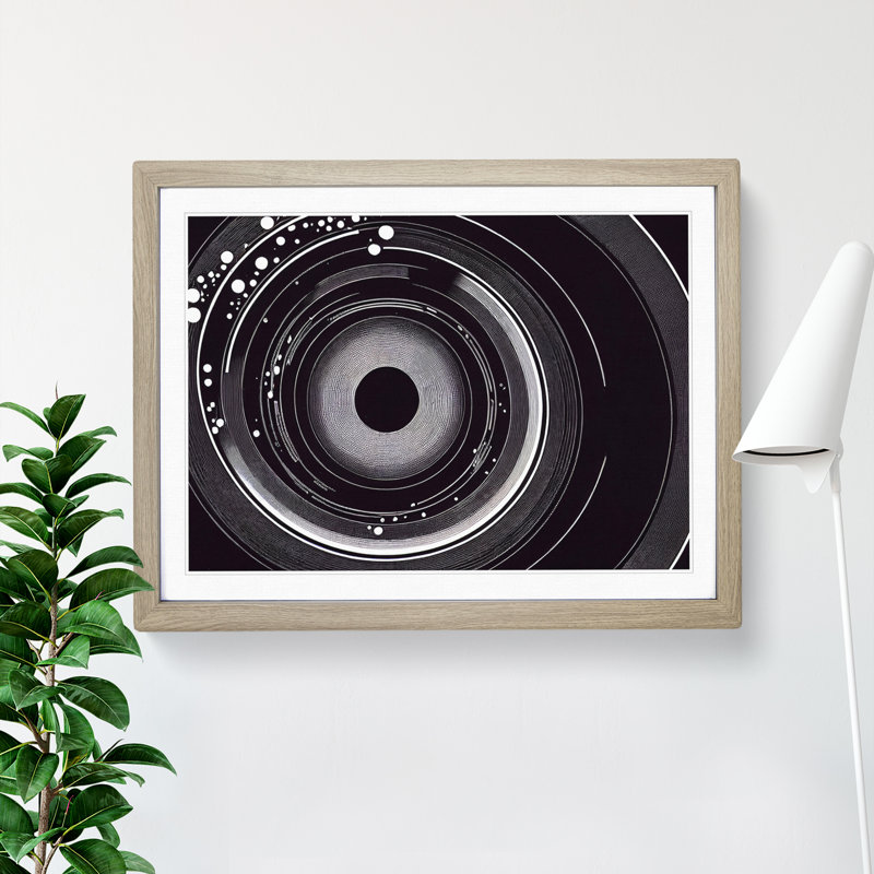 Fabulous Vinyl Record Abstract - Single Picture Frame Painting, 34cm H x 46cm W x 2cm D, Oak