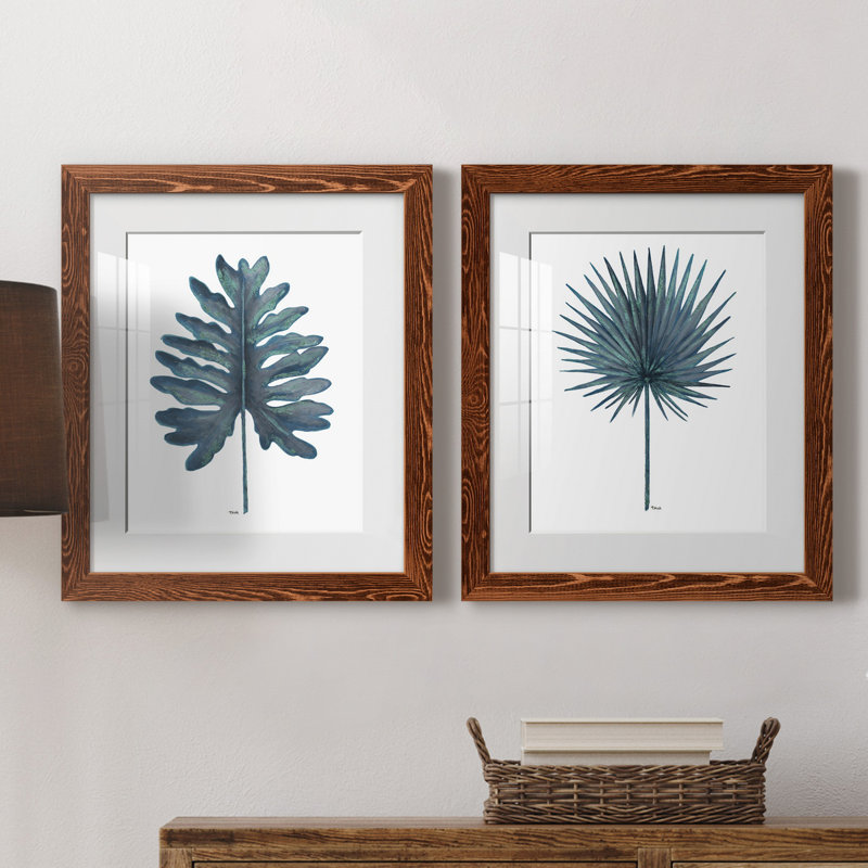 «Blue Oasis I», ensemble de 2 reproductions d'art, H 24 po x l 36 po x P 1,5 po, Papier avec cadre érable, Blanc