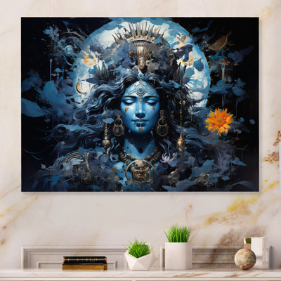 Hinduism Shivas Cosmic Cobalt I - Hinduisim Metal Wall Art Prints