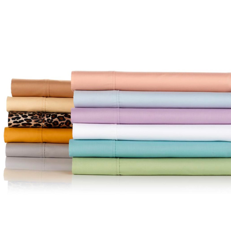 Ensemble de draps en mélange de coton Casa Platino, Ensemble de draps pour lit double + drap-housse + , Doré