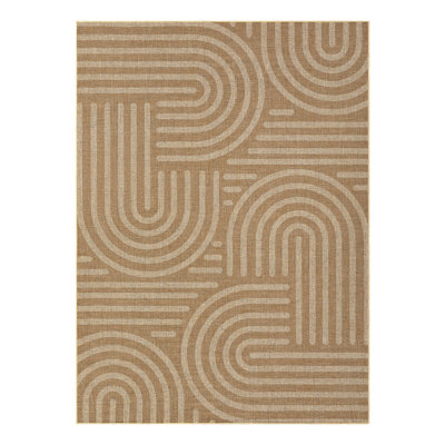 8x10 Large Easy Jute Rug Non-Slip Indoor Outdoor Machine Washable Rug, Stain-Resistant Striped Accent Carpet Geometric Foldable Floor Cover