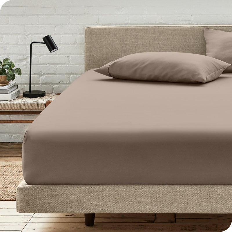 Ensemble de drap-housse en microfibre avec taie d'oreiller   , Taupe, Drap-housse très grand avec 2 taies d'oreiller