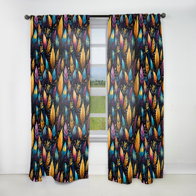 Tribal Dreamscape Feather Boho Motif III - Rideau obscurcissant abstrait Boho - 1 panneaux