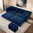 89" King Size Pull Out Sofa Bed 3-in-1 Convertible Velvet Chesterfield Sleeper Couch-116937502