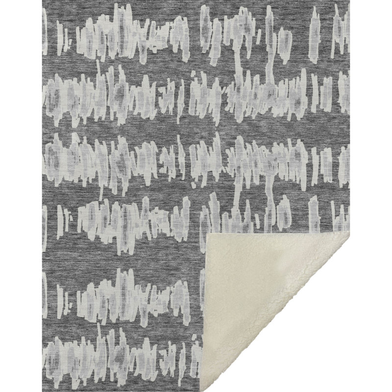 Jeté à rayures Addison Sherpa ASB905, Gris
