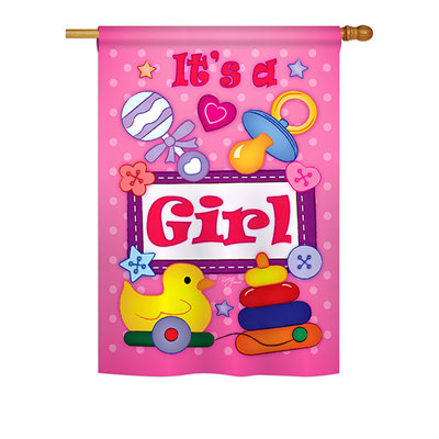 Drapeau maison en polyester à 2 côtés baby fille