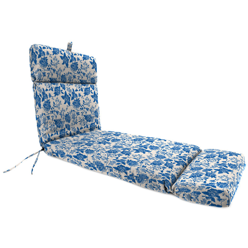 72" x 22" Outdoor Chaise Lounge Cushion with Ties and Loop, Suzie Wetland Floral