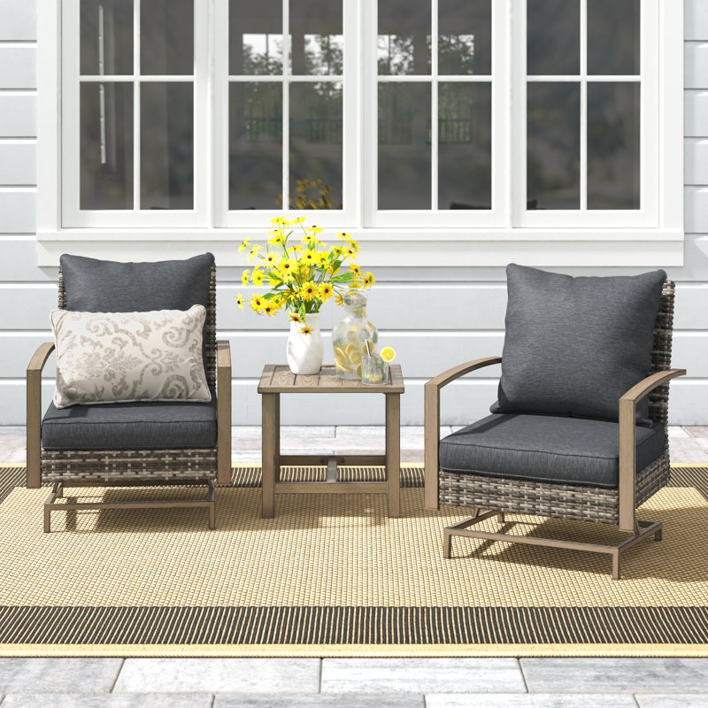 Aileena 2 - Person Patio Conversation Set with Cushions, Dark Gray