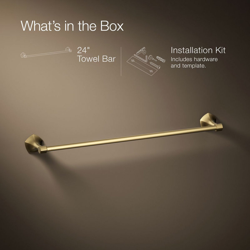 Occasion Towel Bar, 2.31" H x 24" W x 3.5" D, Vibrant Brushed Moderne Brass