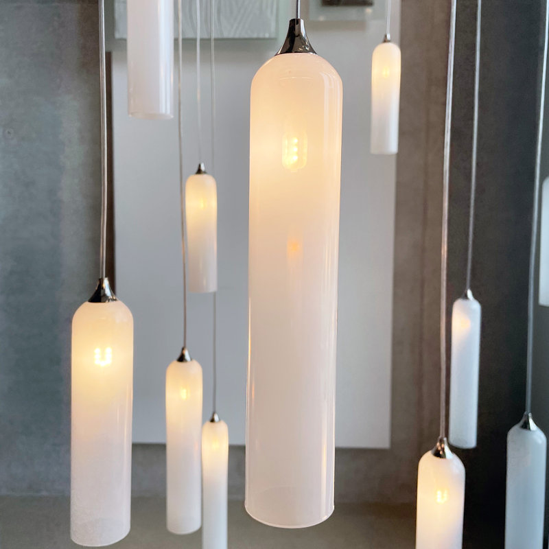 Opal Candle 19 - Light Cluster Pendant, 54" H x 36" W x 14" D, Silver