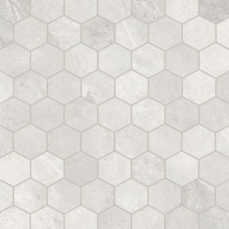 Mosaïque en porcelaine hexagonale 2 po Burlington, Ivoire ivoire