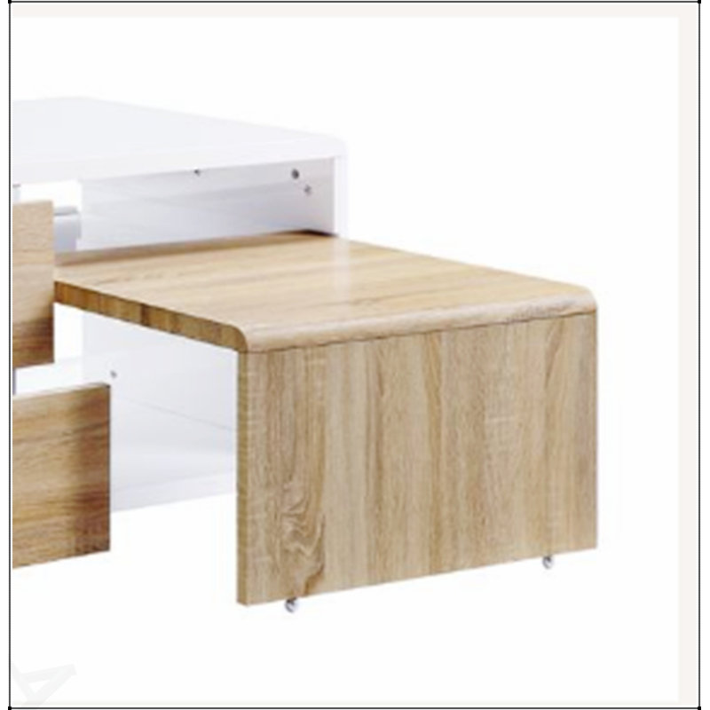 Table basse Verux avec finition brillante blanche et rangement