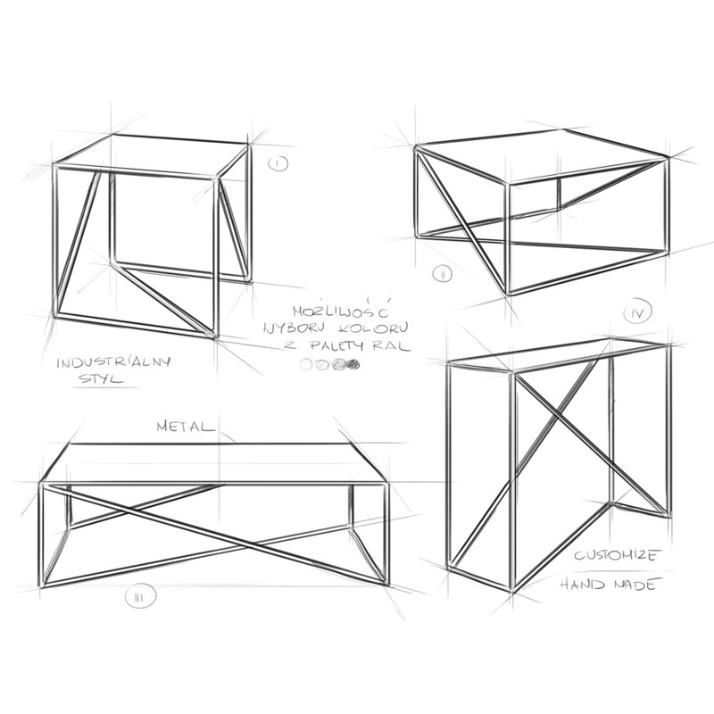 Quiana Frame Coffee Table, Black, H45 x L100 x W100cm