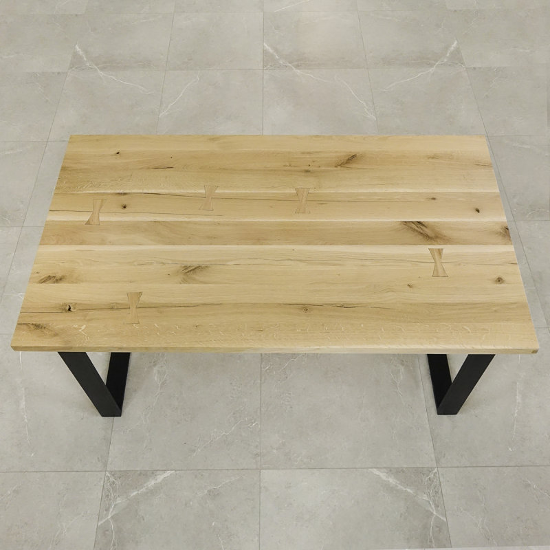 Herschel Oak Solid Wood Top Metal Base Dining Table, Oak, H75 x L180 x W80cm