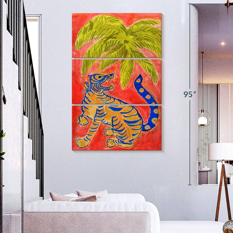 Brampt Tiger Under Palms, 74" H x 48" W