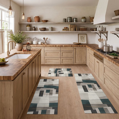 Geometric Patchwork Non-Slip Washable Kitchen Mats