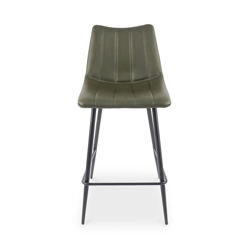 Finnigan Counter & Bar Stool, Counter Stool (26" Seat Height), Light Green/Faux Leather