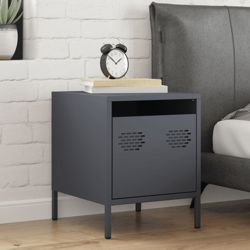 Astraea 35cm W Bedside Table, Anthracite, Set of 2