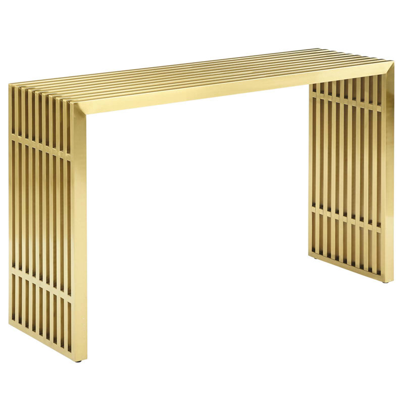 Elegant Gold Stainless Steel Tubular Console Table