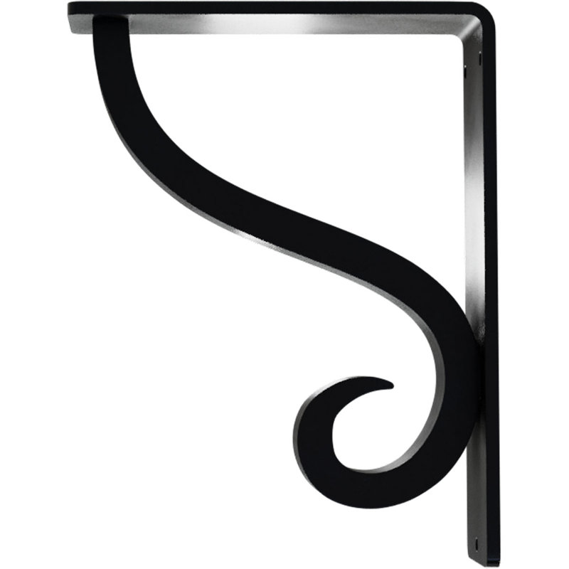 2"W x 5 1/2"D x 8"H Ashford Triple, Wrought Iron Bracket, (Triple center brace), Powder Coated Black, 8" H x 2" W x 5.5" D