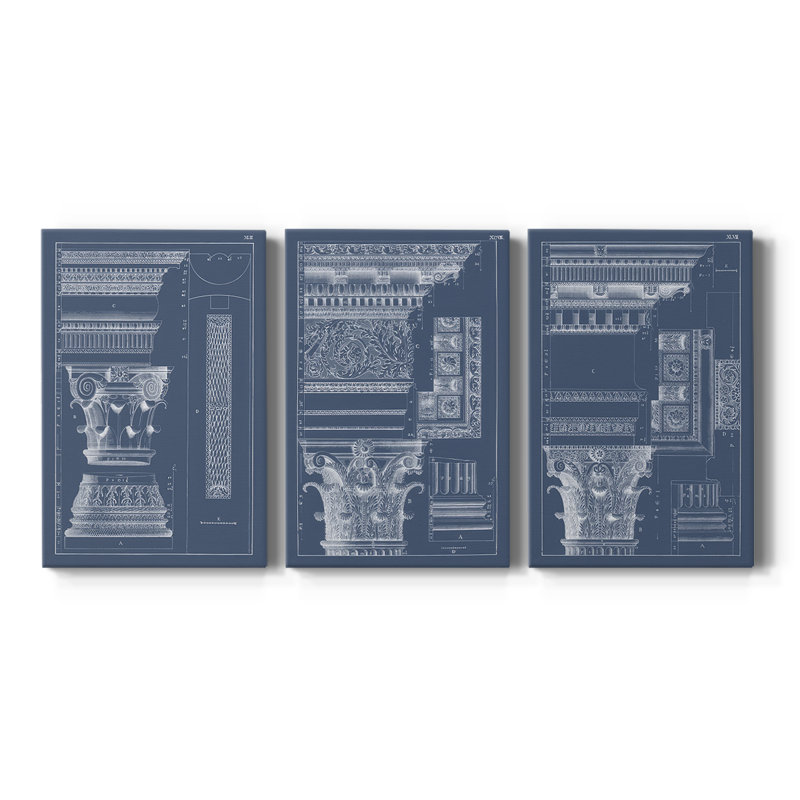 Colonne et corniche I - toile tendue sur mesure - 3 pièces, H 18 po x l 36 po
