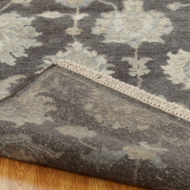 Predmore Hand Knotted Wool Oriental Area Rug in Gray, Rectangle 8' x 10'