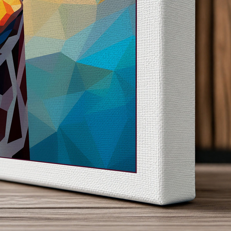 Giraffe Geometric 1 Piece Wrapped Canvas Wall Art, 24x16 - 61.0 x 40.6 cm, White Border