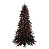 Black Fir With Orange Lights Lighted Artificial Fir Christmas Tree