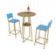 Bar Table And Chairs 3 Piece Set, Frame, Sponge Made Seat Cushions And Backrests, Bar Table With Storage Function-1428656287